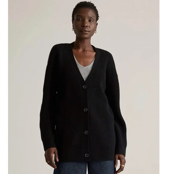 QUINCE MONGOLIAN CASHMERE OVERSIZED BOYFRIEND CARDIGAN SWEATER - Picture 2 of 8